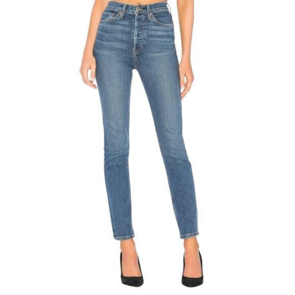 Re/Done Denim Women’s Size 28 Blue Mid 70’s High Rise Ankle Cropped Slim Jeans